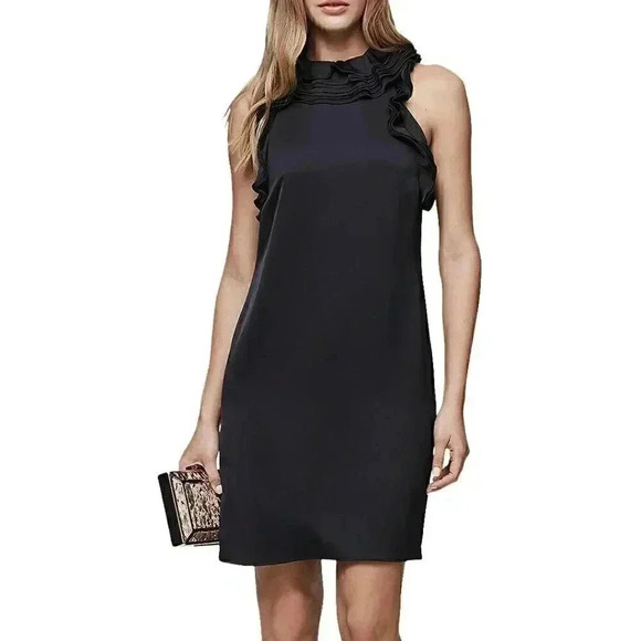 Reiss Jolina Navy Blue Ruffle Shift Dress sz  0 - Picture 6 of 7